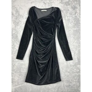 Abercrombie & Fitch Dress Small Asymmetrical Velvet Mini Stretch Black‎ HOCO